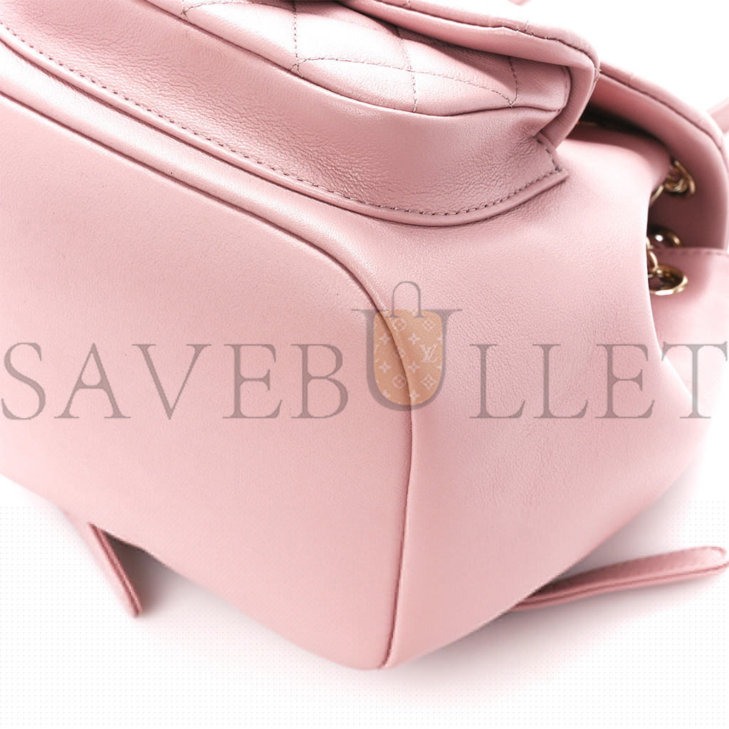 Ch*el master lambskin quilted small duma drawstring backpack light pink as2908 (18.5*18*12cm)